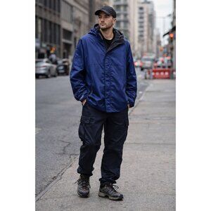 Vintage Pacific Trail PacTech Waterproof Jacket XL Blue Hooded Rain Outdoor